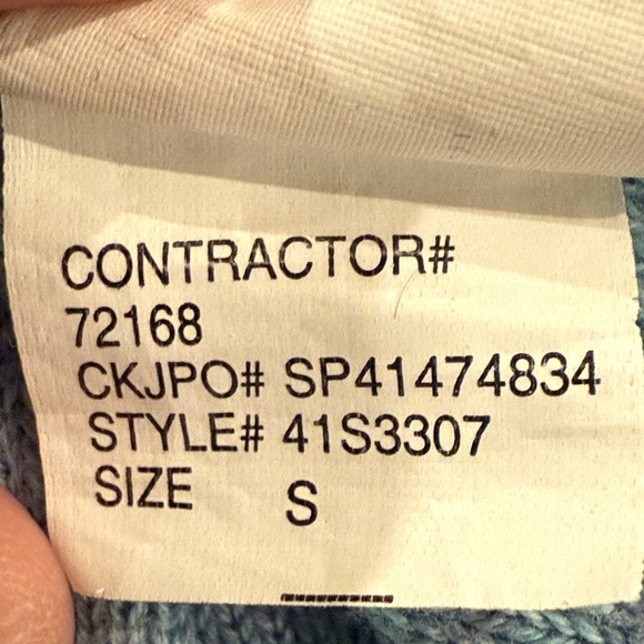 Calvin Klein Jeans Women's Sweater S Tight Knit Pullover Long Sleeve V Neck Blue - Picture 7 of 7